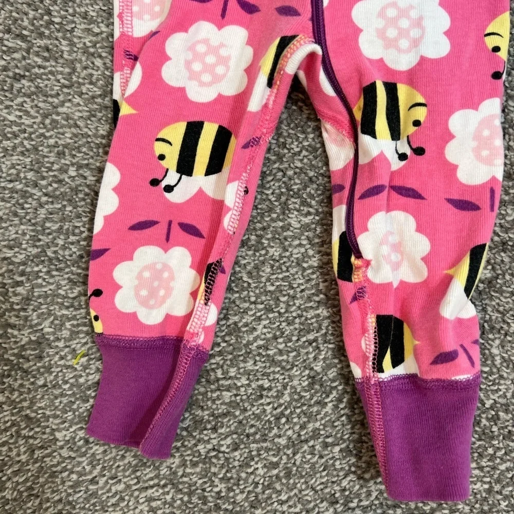 Hanna Andersson sleeper Pink Bee and Flower Kids pajamas 9-18 months